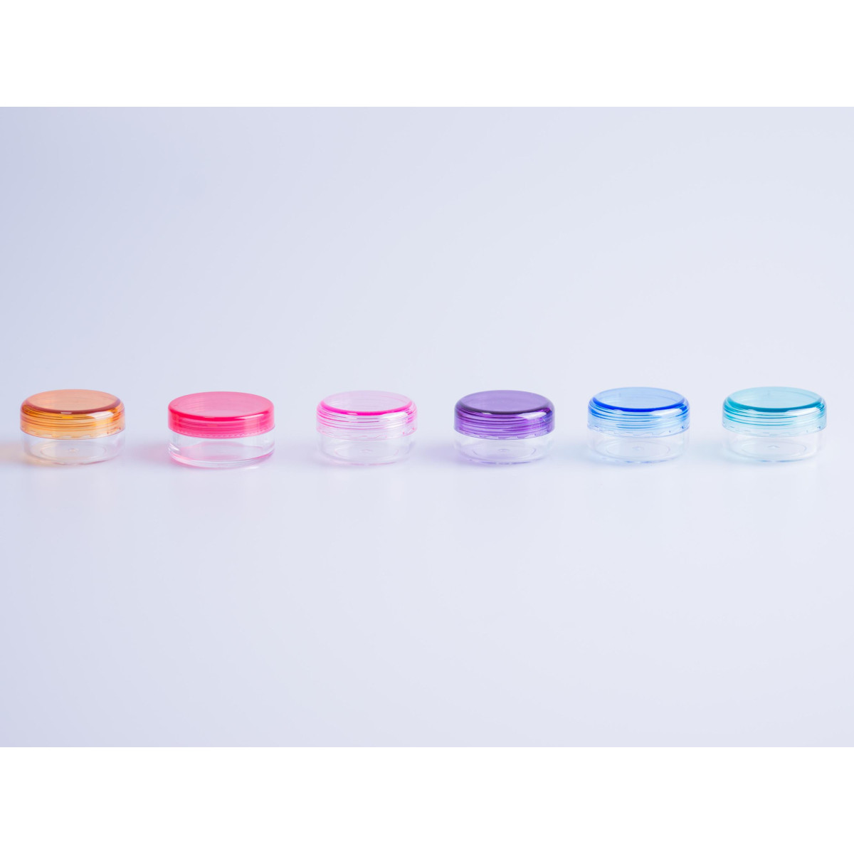 Leere Dösli 3 ml à 6 Stk. assortiert (verschiedenfarbene Deckel)