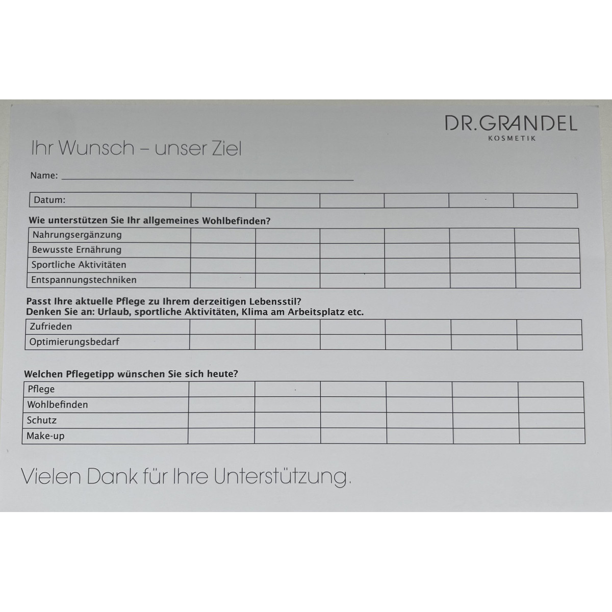 Kartei-Einlageblatt Dr. Grandel Diagnose Gesicht 1 Stk.