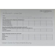 Kartei-Einlageblatt Dr. Grandel Diagnose Gesicht 1 Stk.