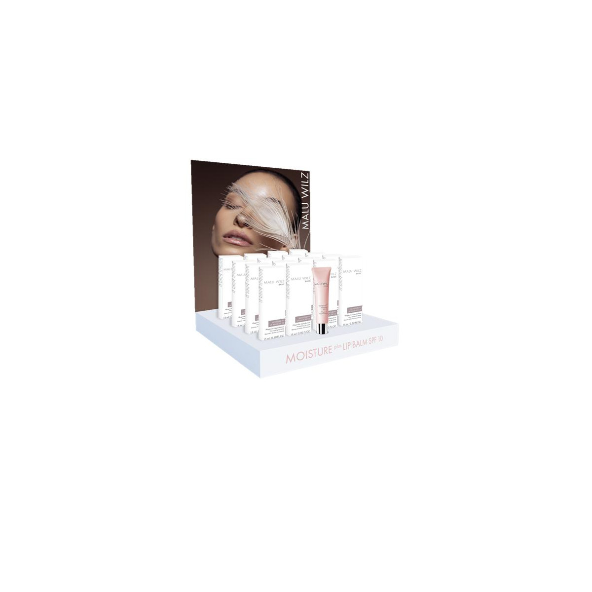 Kartondisplay MW Moisture Plus Lip Balm leer